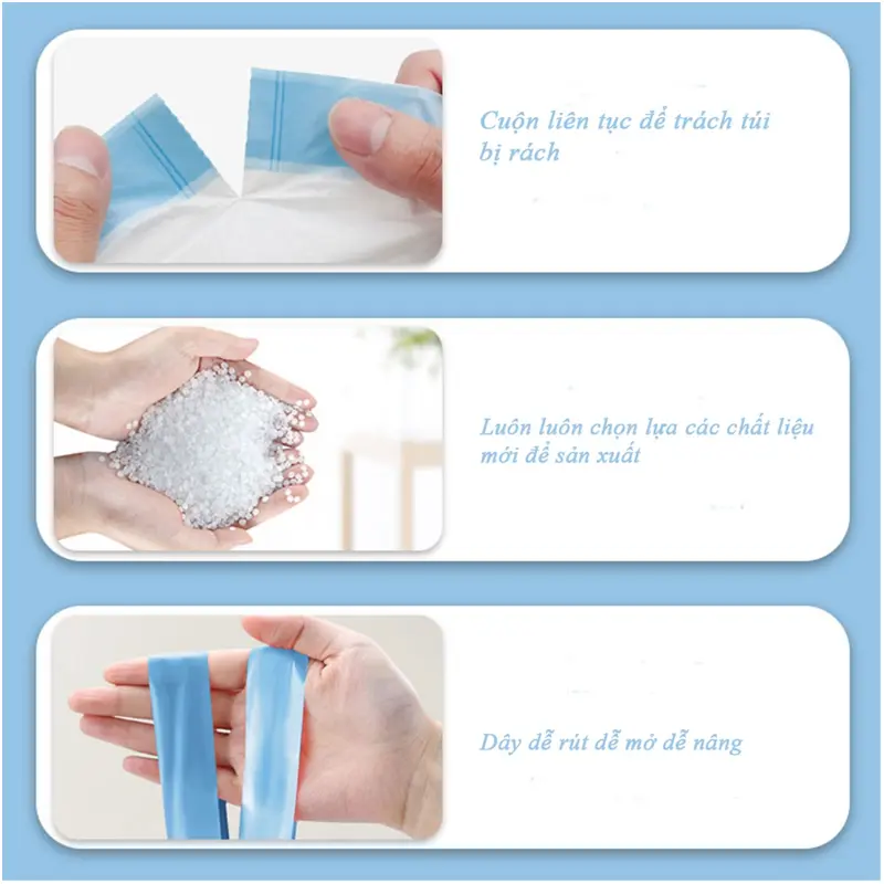 Cuộn 100 Túi Đựng Rác Có Dây Rút Minaier Loại Siêu Dày Dai Chắc Chắn, Túi Đựng Rác Chống Rò Rỉ Nước. 5
