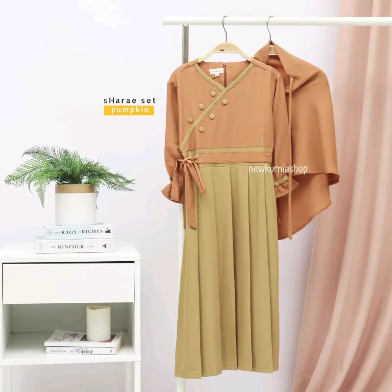 Gamis muslim anak perempuan set hijab Sharae 3