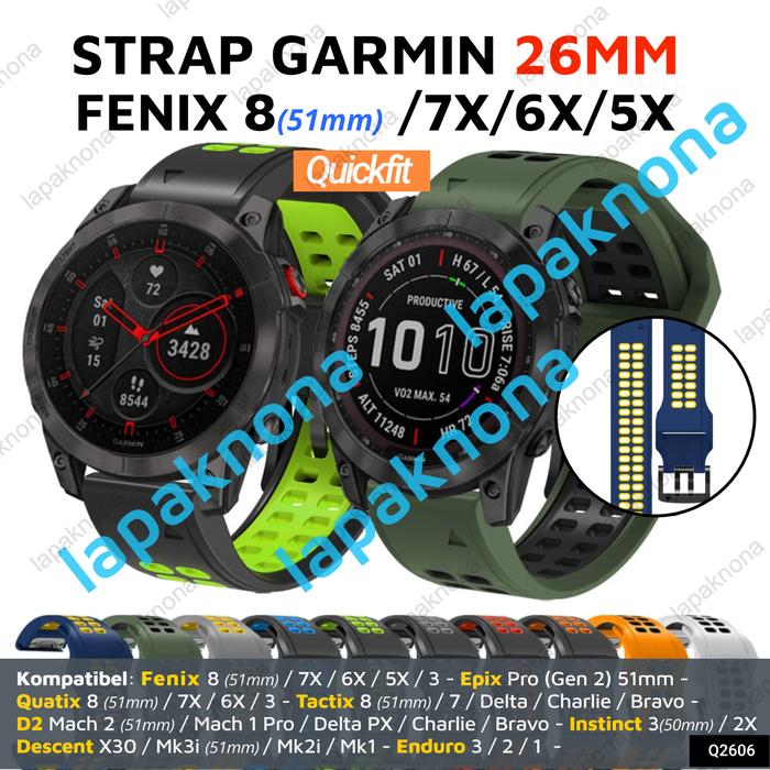 Garmin QuickFit 26mm Horlogebandje – Origineel Accessoire – Siliconen – Wisselbaar Zonder Gereedschap – Compatibel Met Fēnix, Epix, Descent, D2, Instinct, Forerunner En Tactix 1 miniatura