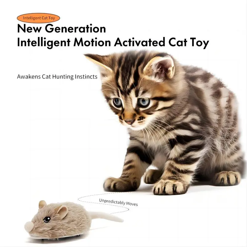 Shaking Tail Motion Activated Mouse Toy, Rechargeable Cat Interactive Toy with Sound, Indoor Cat Toy, Pet Supplies for Small Medium Large Cats 2