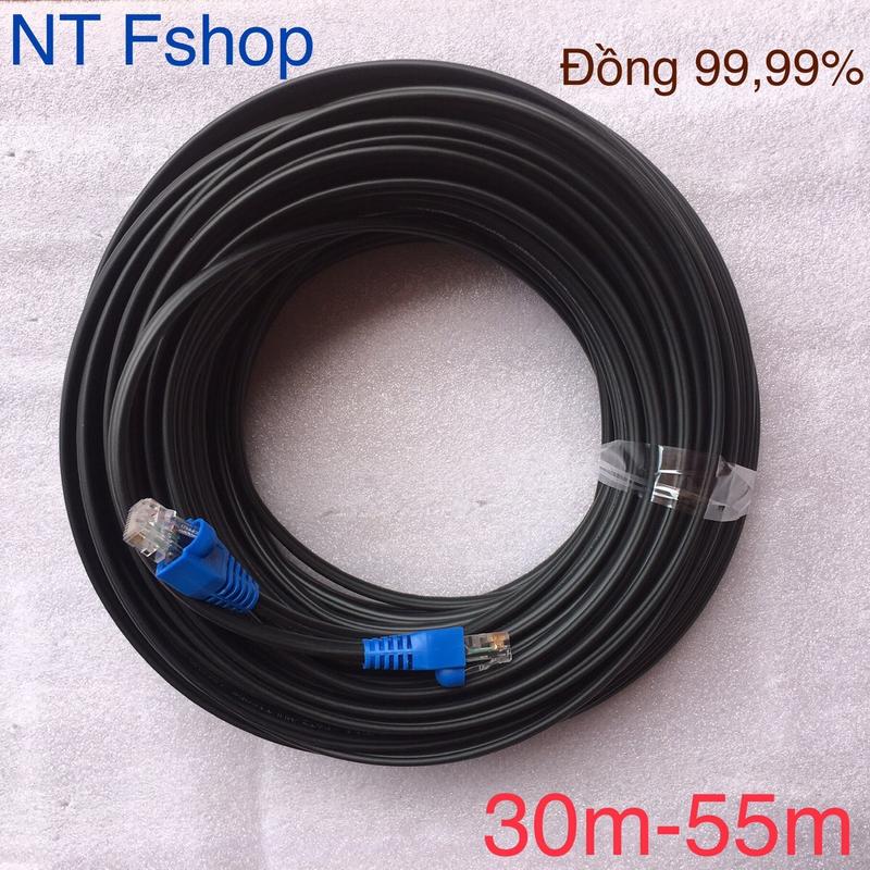 Dây mạng ngoài trời bấm sẵn 2 đầu 30m, 35m, 40m, 45m, 50m, 55m, 60m, 65m, 70m - 4 sợi, có thép chịu lực