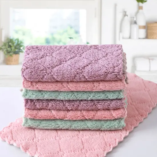 Khăn lau chén, bát 2 mặt thấm hút, dễ giặt, khăn lau bếp đa năng, Khăn lau bếp tái sử dụng