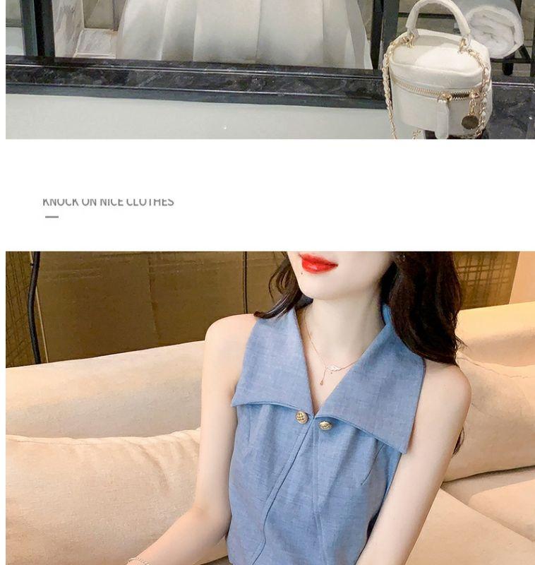 Product Introduction of Áo Sơ Mi Nữ, Trễ Vai Và Không Tay, Cao Cấp, Có Ve Áo, Phong Cách Nữ Thần, Sang Trọng Và Sang Trọng, Thích Hợp Cho Mùa Hè, Áo Phối Kiểu 2024 17