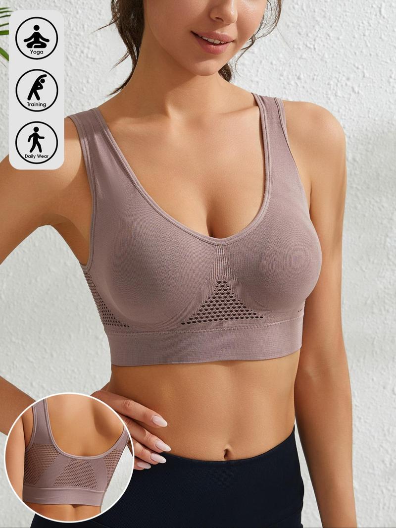 Product Introduction of Women's Solid Wireless Bra, Breathable Comfortable Sports Bra, Softness Lightweight Lingerie Top for Daily Wear 9