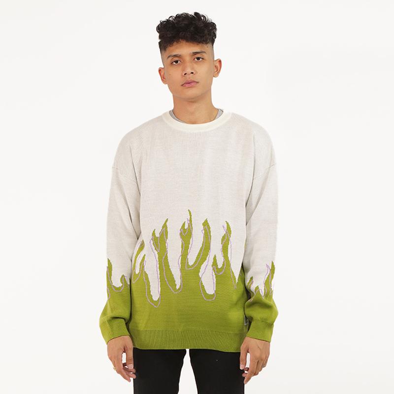 Product Introduction of Cosmic Knit Sweater FLAME LINE Knitwear Rajut Pria Katun Kerah Top Panjang Sweatshirt 21