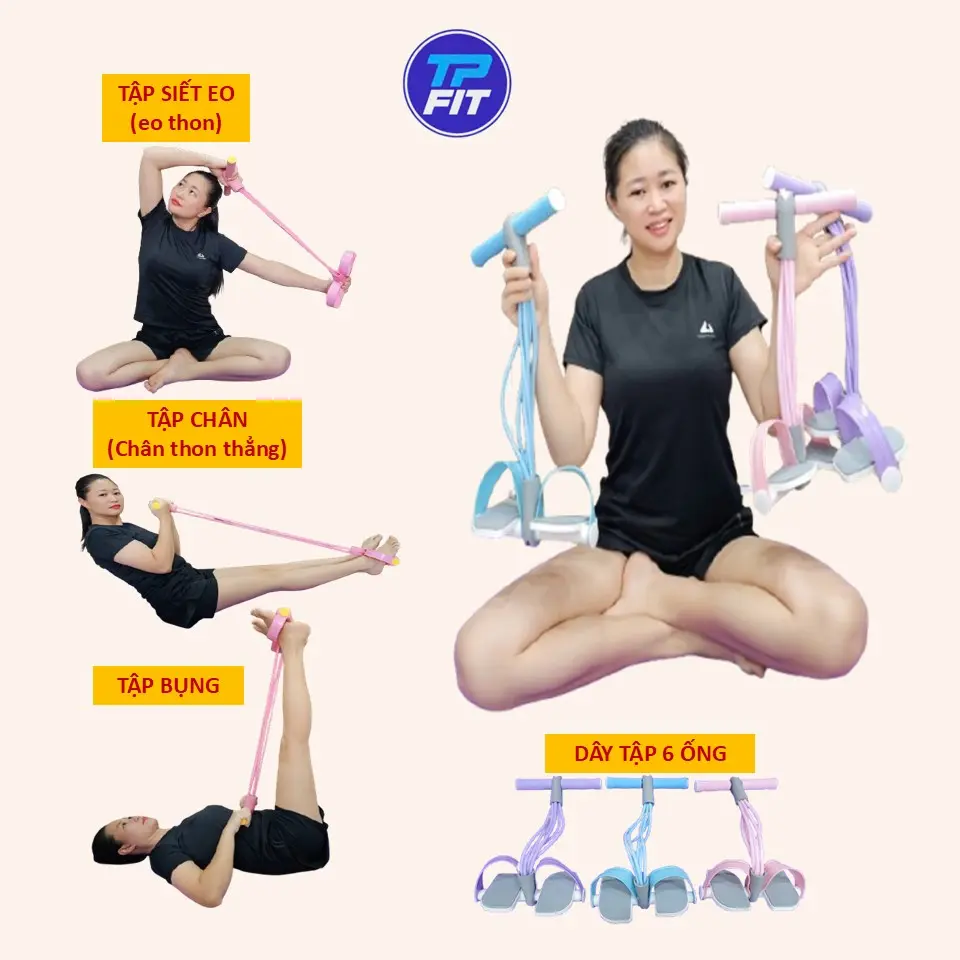 Dây Tập Thể Dục Tại Nhà Dây 6 ống Bàn đạp Rộng và bàn đạp thường - Dây Tập Thể Dục, Dây Trợ Lực Kháng Lực