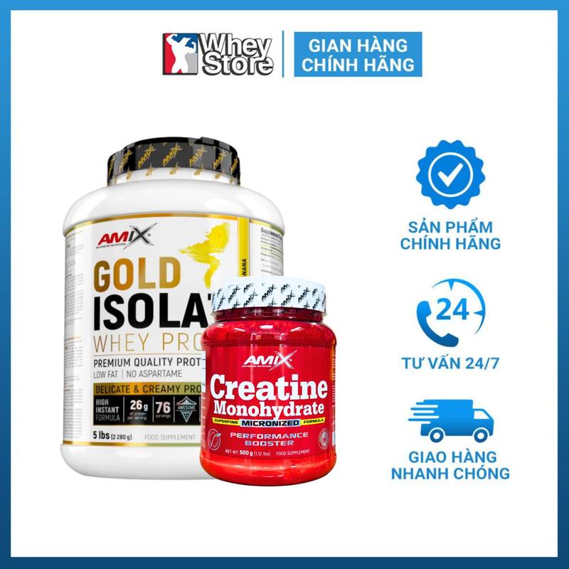 Combo Bột Whey Protein Amix Gold Isolate 5lbs + Amix Creatine Monohydrate 500g | WHEYSTORE