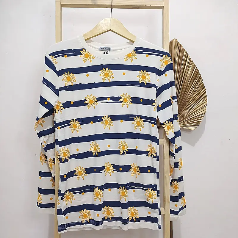 KAOS RIB LENGAN PANJANG MOTIF Basic Tee cewek 3
