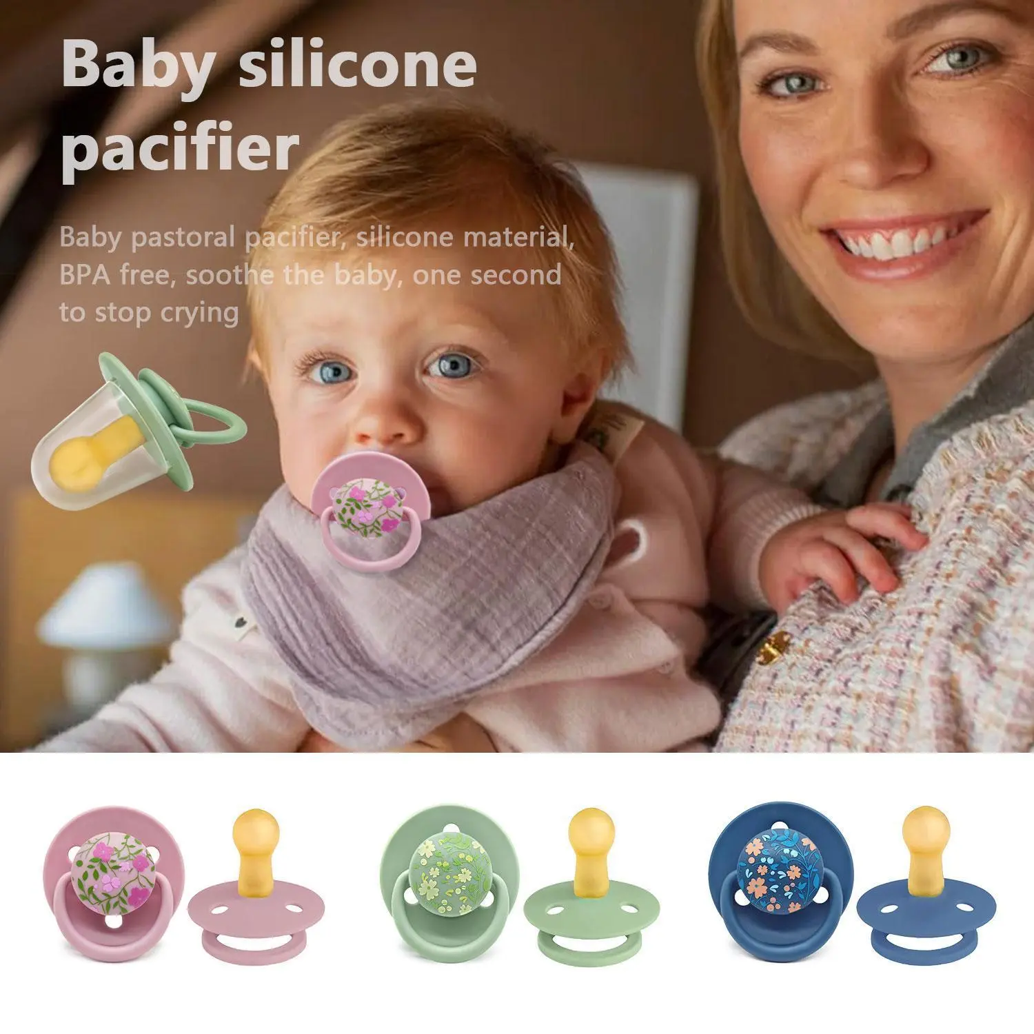 Macaron solid colour/fashion print baby soother For 0-36 months Natural latex Soft and tear-resistant Round head soother Baby gift