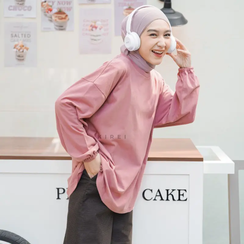 Kirei Outfit - Basic Oversize Top Lengan Panjang Karet Polos Nonbusui dan Busui 6