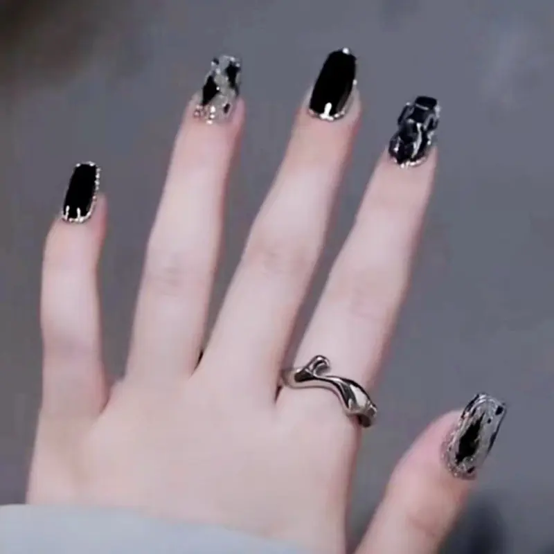 COD Kuku Palsu nail art aesthetic dan lem wisuda 24pcs tangan Alcohol Fragrance Free High Gloss Long-lasting Waterproof Pendatang baru Polish 2