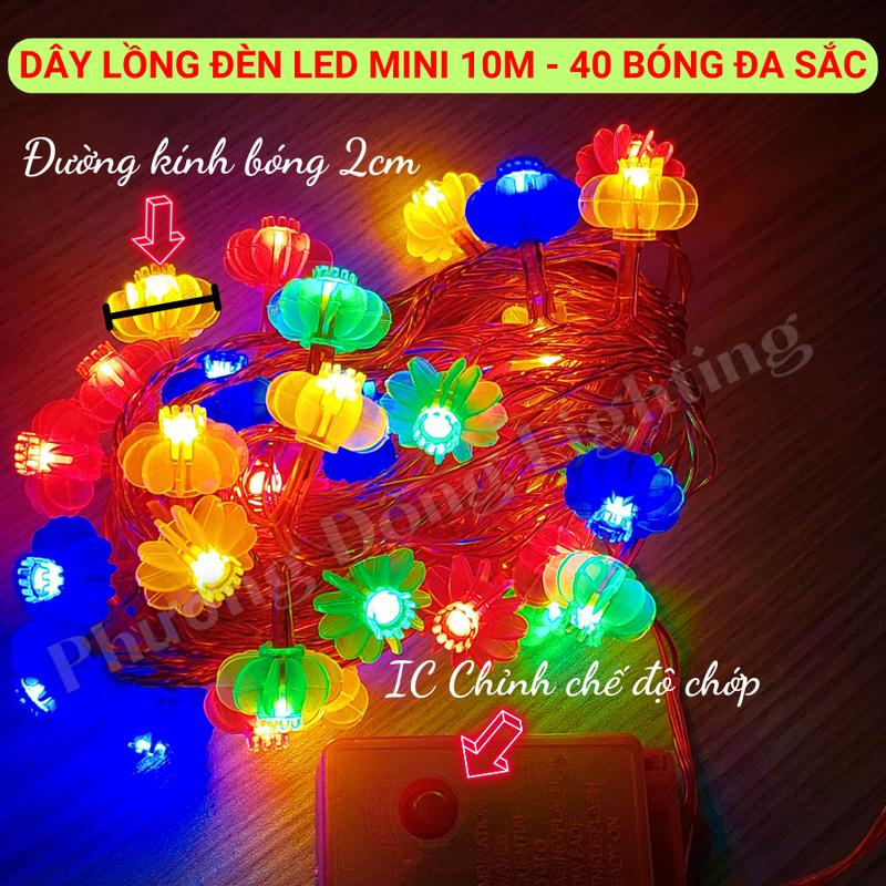  Dây Lồng Đèn LED Mini 10M - 40 Bóng Đa Sắc IC Chỉnh Chế Độ Chớp Thích Hợp Trang Trí Noel Lễ Tết 