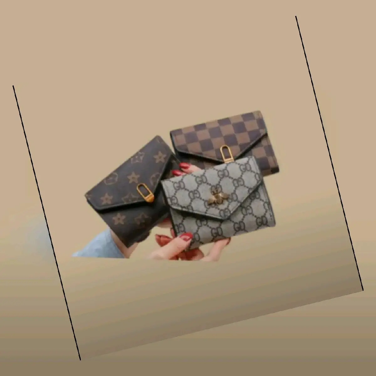 Dompet Pendek Wanita Kulit PU Motif