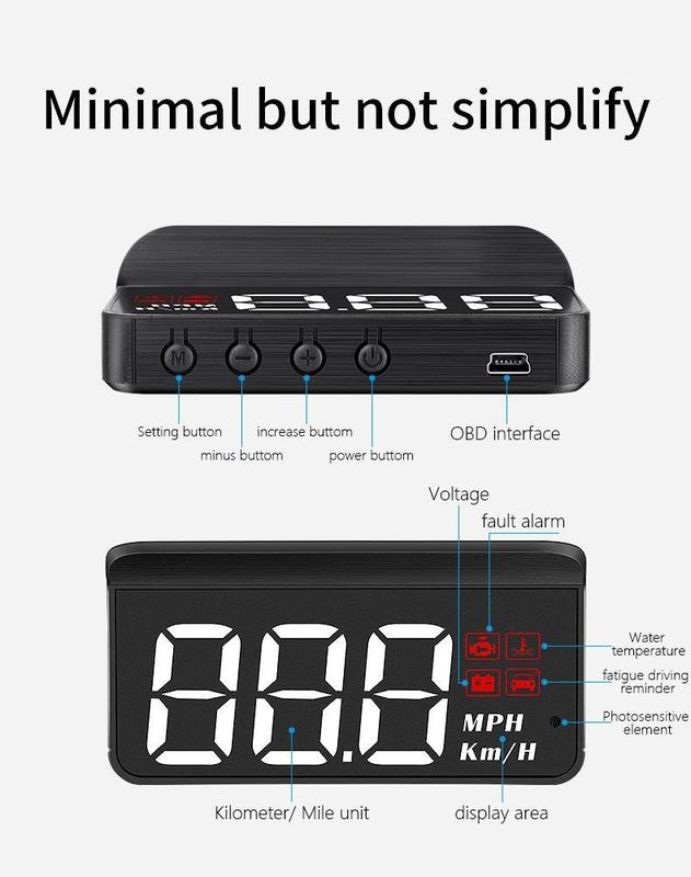 Product Introduction of OBD2 HUD Car Head Up Display Speedometer Monitor on Board Computer Windshield Projector Digital Electronic Auto Accessories 9