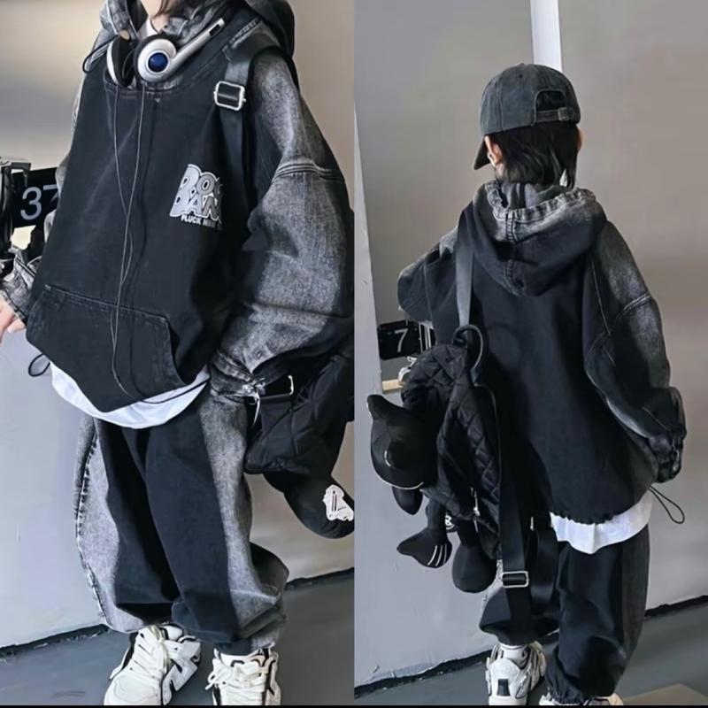 [20-70kg]Bộ quần áo bò Jean cho bé trai 2024 chất đẹp phong cách ngầu,dễ mặc, chất jean mềm thoải mái khi mặc đồ  thu