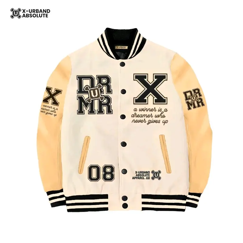 Jaket Varsity Baseball Dremer Full Hitam/Jaket Baseball Pria Full Bordir 1