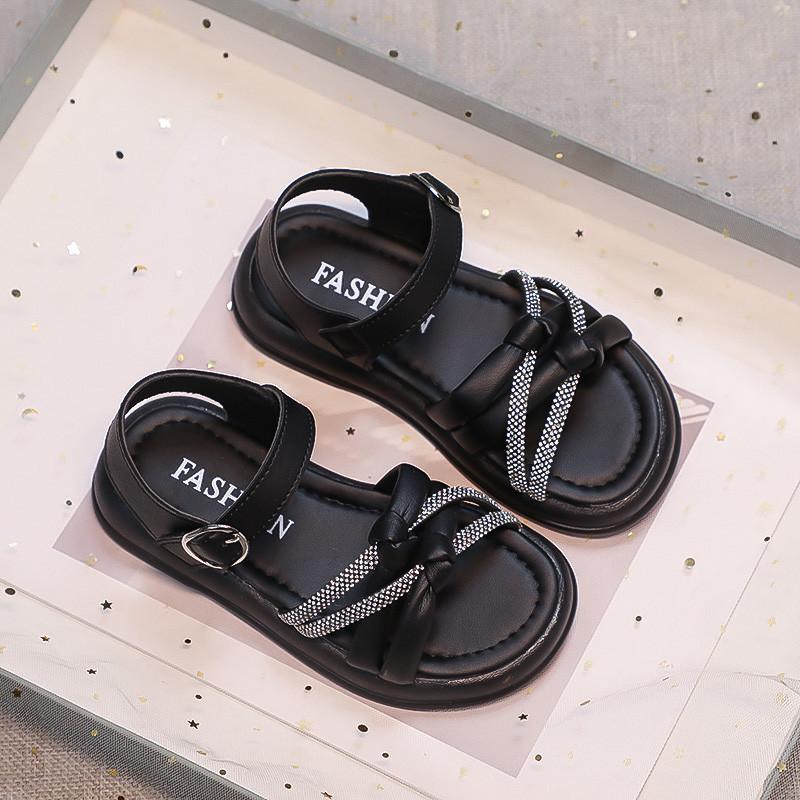 Girls' Minimalist Sandals Chic 2024 New Kids Versatile Princess Sandals for Vacation Girls Rhinestone Fairy Style Beach Shoes 4