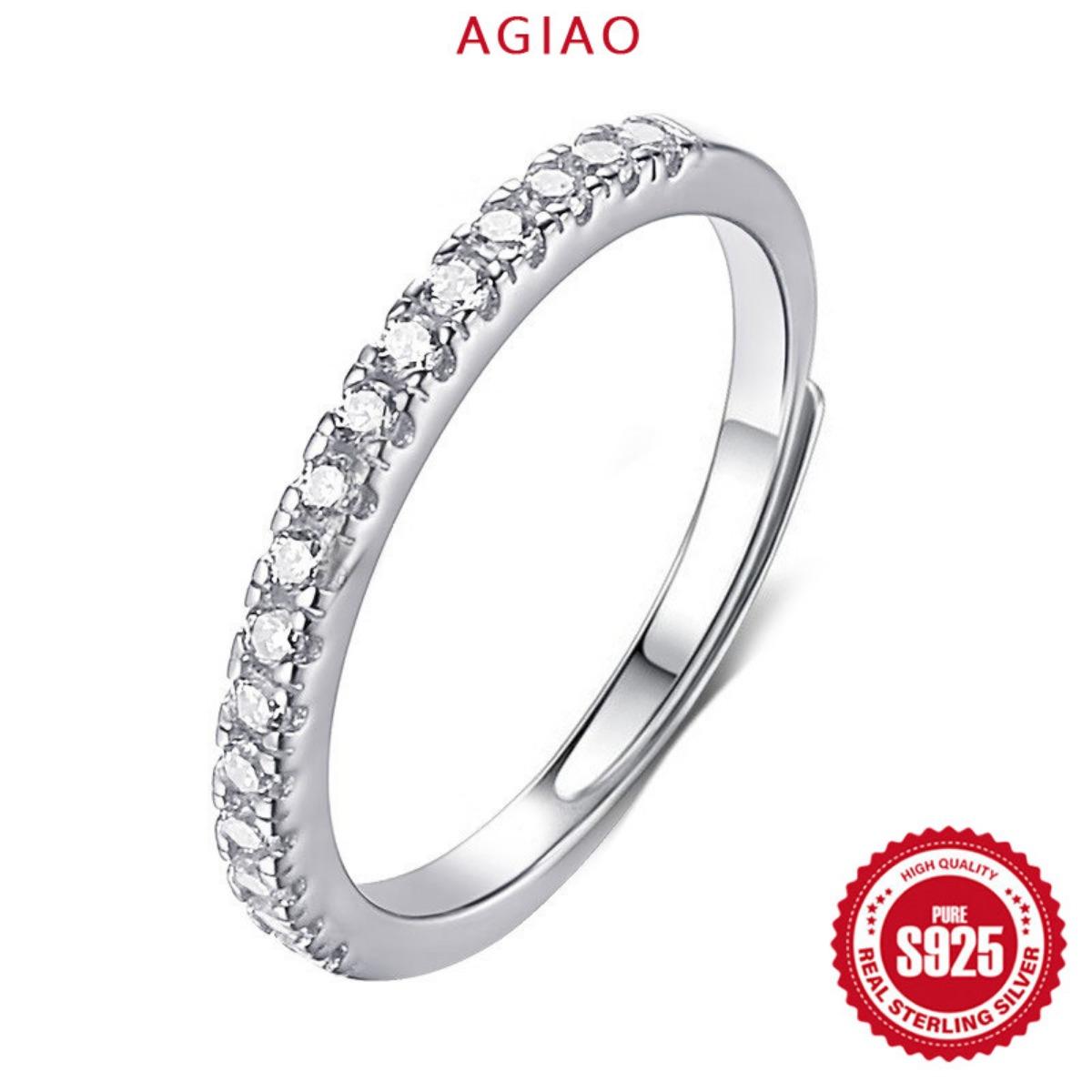 AGIAO Cincin Berlian Berbentuk V Dapat Ditumpuk Dengan Ring Ekor Sederhana Untuk Wanita