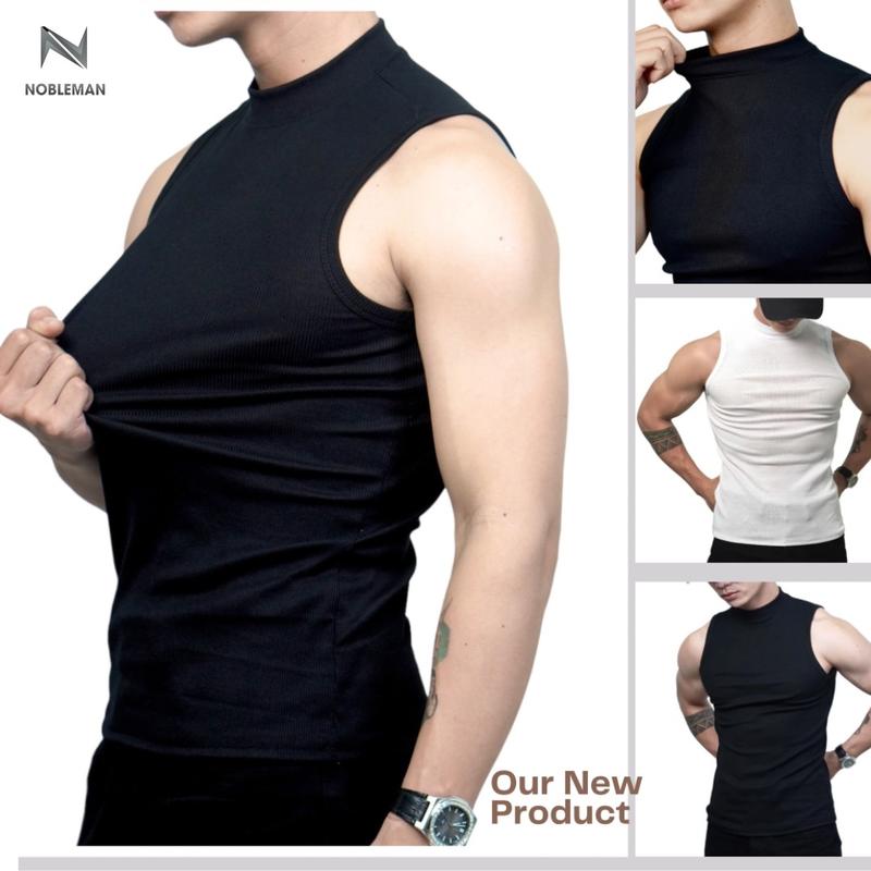Áo TankTop Nam NOBLEMAN Cổ Cao 3Cm Form Ôm Chất Liệu Thun Gân Body Tôn Dáng Menswear