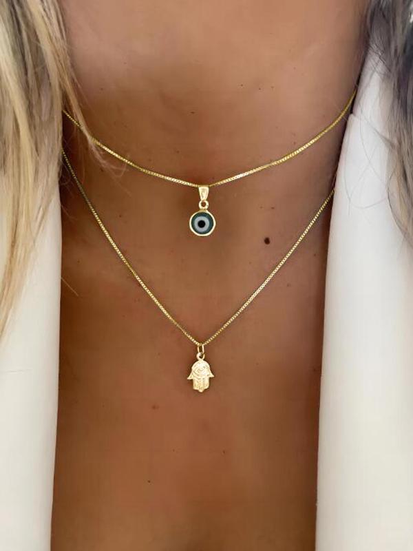 Fashion Eye Charm Pendant Layered Necklace for Women & Men, Fashion Jewellery for Party, Daily Clothing Decor, Trendy All-match & Exquisite Jewelry for Birthday Gift 4