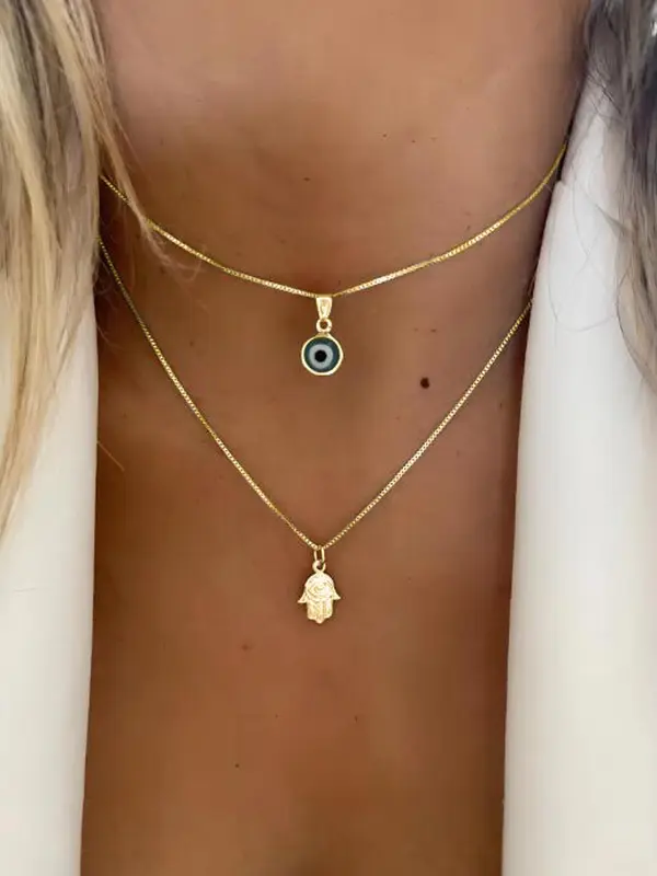 Fashion Eye Charm Pendant Layered Necklace for Women & Men, Fashion Jewellery for Party, Daily Clothing Decor, Trendy All-match & Exquisite Jewelry for Birthday Gift 4