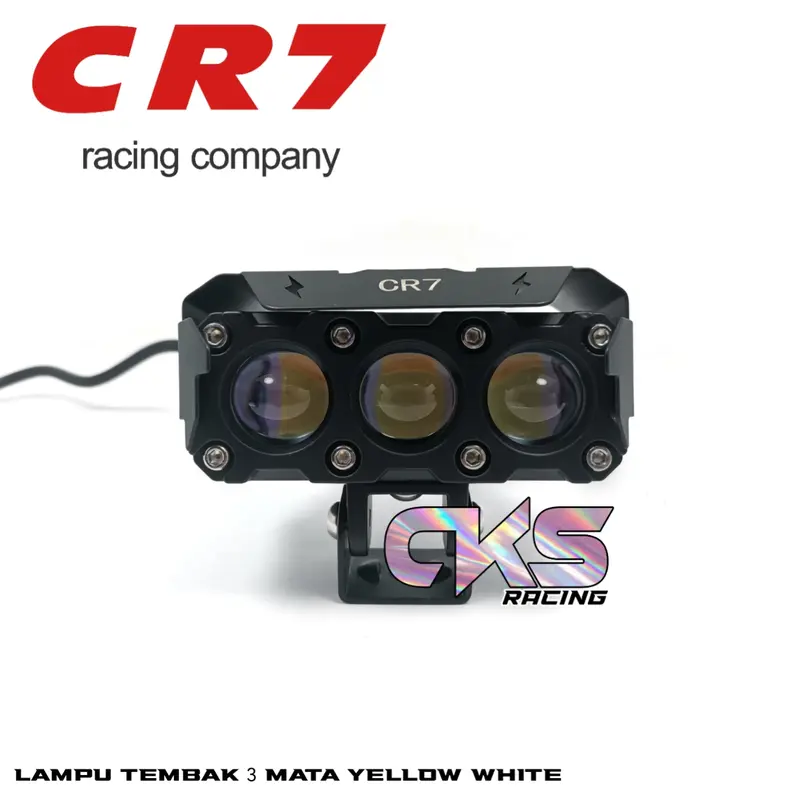 LAMPU TEMBAK LED FOGLAMP CR7 SQL 3 MATA 30W HIGH LOW LASER GUN PUTIH KUNING 2