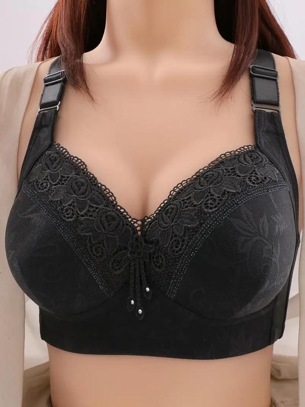 Women's Solid Color Floral Lace Push Up Bra, Fashionable Backless Bra for Daily Wear, Women's Lingerie for All Seasons 8