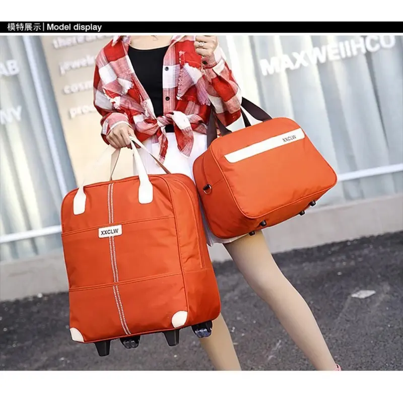 Vali du lịch 20inch CÓ BÁNH XE TAY KÉO  tặng kèm túi xách XXCLW - vali kéo 20inch Kem 5