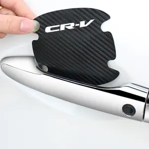 Stiker Mobil Anti Gores Dekorasi Pelindung Pegangan Pintu Decal Serat Karbon untuk Honda CR-V CRV Logo HRV Civic Accord Odyssey