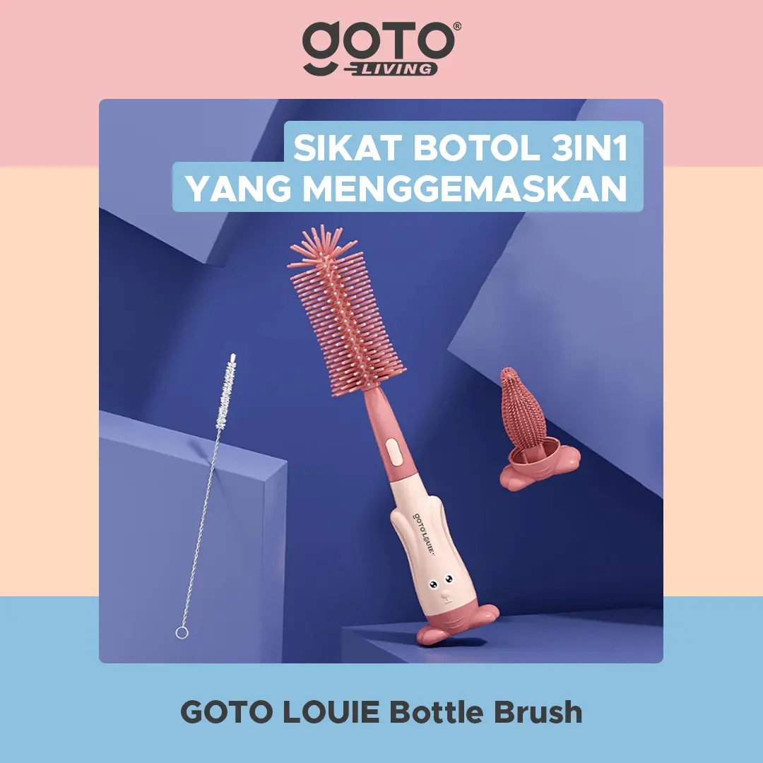 Goto [COD] Louie Sikat Pembersih Botol Minum Dot Susu Bayi 3in1 Bottle Brush