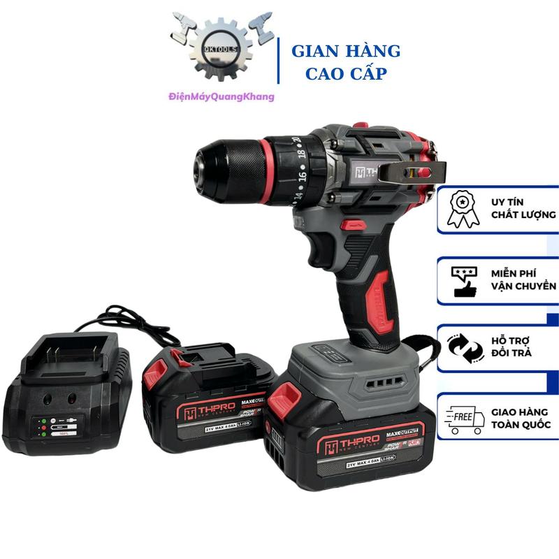 Máy Khoan Pin ThPro 3 Chức Năng Đầu 13mm Autolock Động Cơ Không Chổi Than Chân Pin Phổ Thông