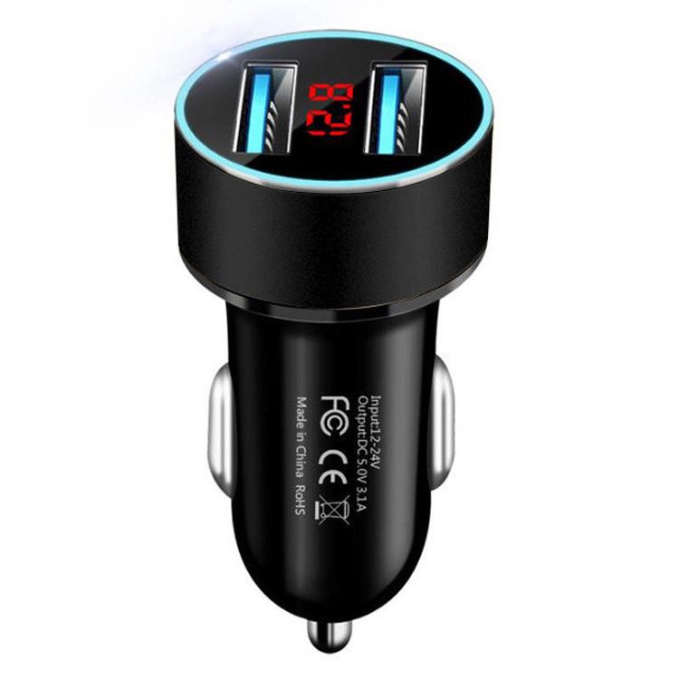 Car Charger Super Fast Charge Cigarette Lighter Digital Display Flash Charger for Android Apple Car Conversion Car Charger Plug 5
