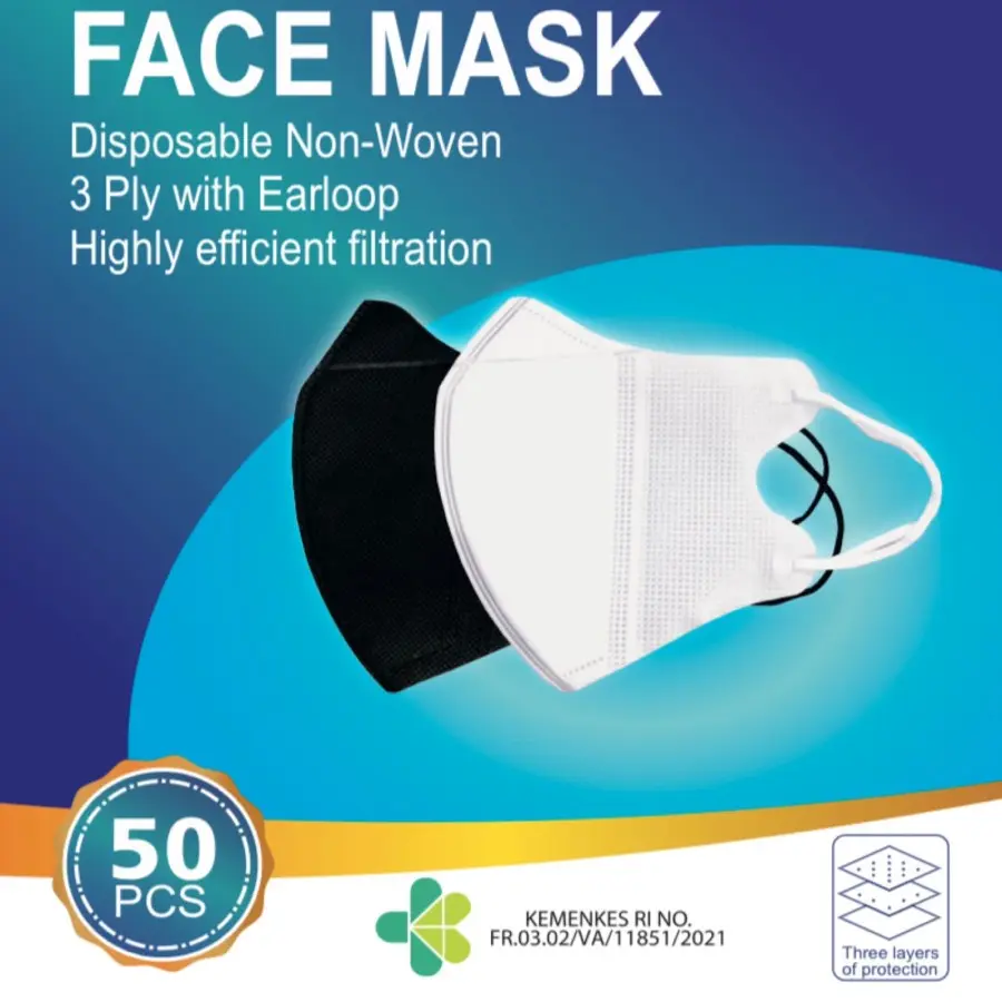 Masker duckbill facemack 3 ply / Hitam Dan Putih / 1 Box isi 50