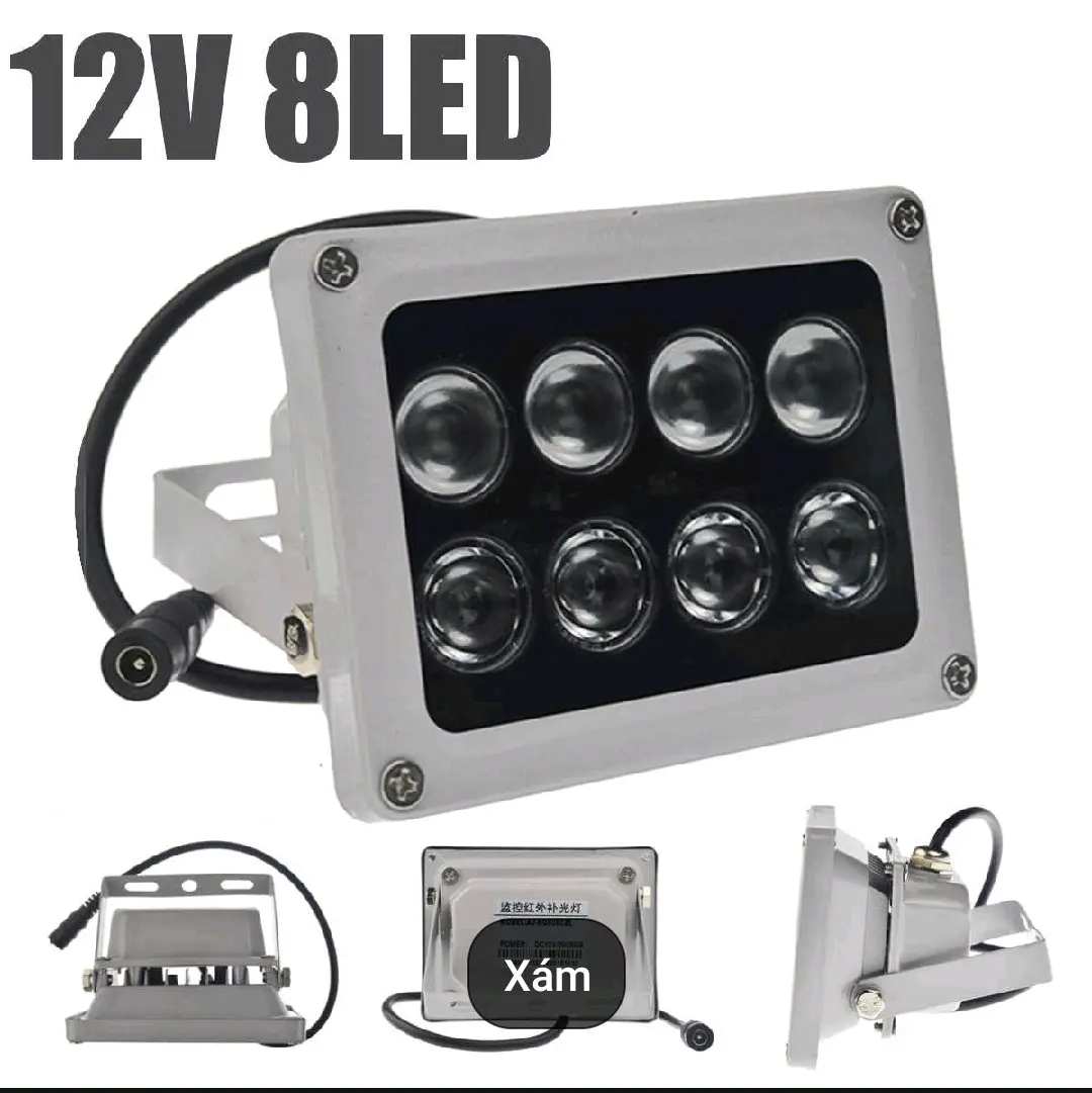 đèn hồng ngoại 12v 8 led hỗ trợ camera nhìn đêm xa 100m.