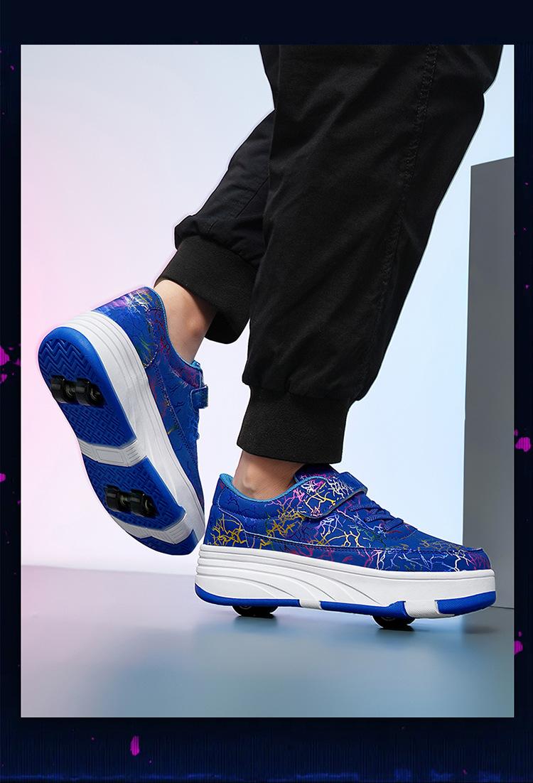 Product Introduction of In Stock Children Heelys Detachable Skate Shoes Boys and Girls Roller Skates Children Heelys New Boys Walking Shoes Four-Wheel Girls Rollerskate Double Row Skates in Stock 24