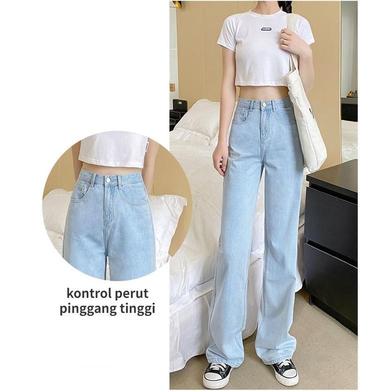 #1 Celana jeans wanita Kulot Jeans Wanita jeans high waist Kulot Loose Lipat Panjang 0