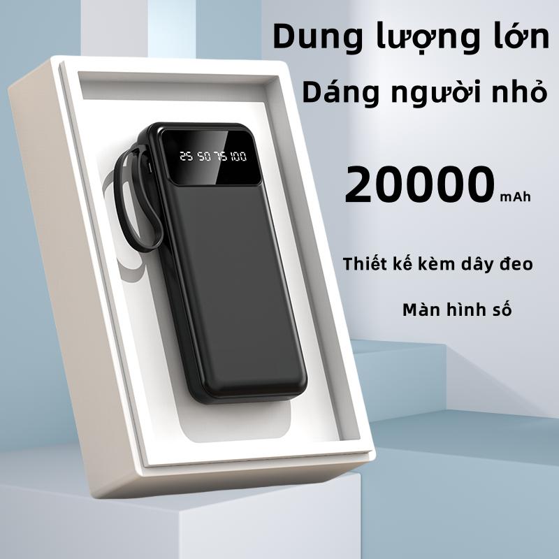 Pin dự phòng 20000mAh ZAHGE sạc nhanh PD tích hợp 4 dây cho Samsung iPhone Android Type C Power Bank