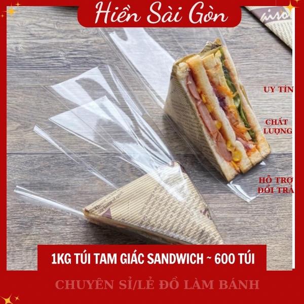 1kg túi tam giác trong suốt đựng bánh mì sandwich gần 600 túi loại hở 2 đầu