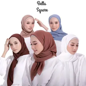 PAKET HEMAT  20PCS SEGIEMPAT BELLA SQUARE Jilbab Lembut Nyaman Muslim Kerudung Polycotton