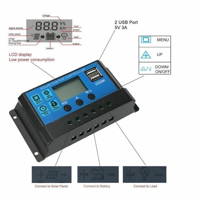 [stock]10-60A controller auto focus and MPPT solar panel regulator charging control 1