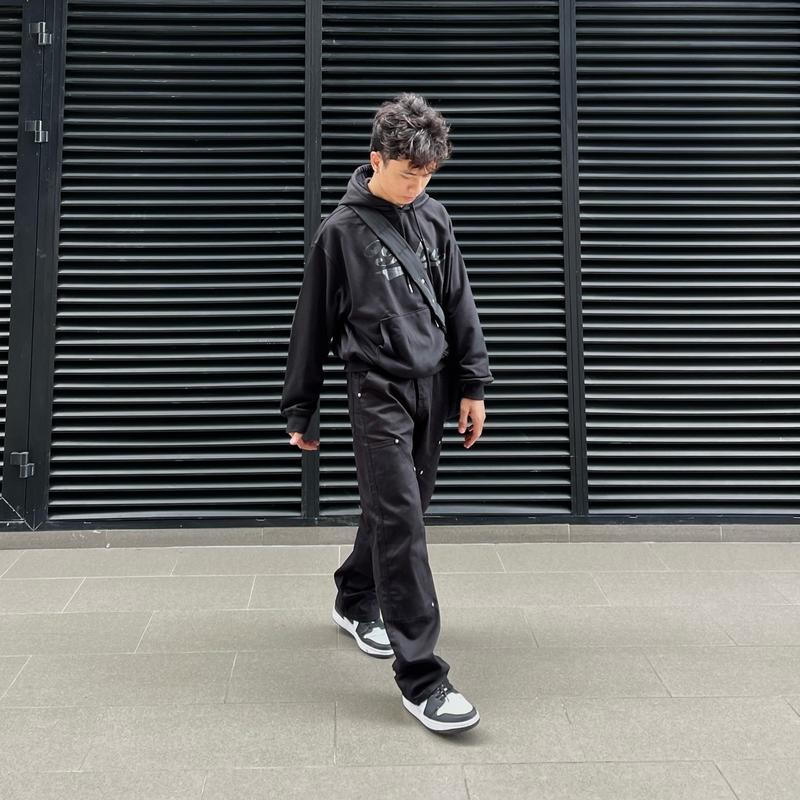 Quần Double Knee unisex - Màu đen - Lên form đẹp - Sid.studio- Nam Menswear Ong 1