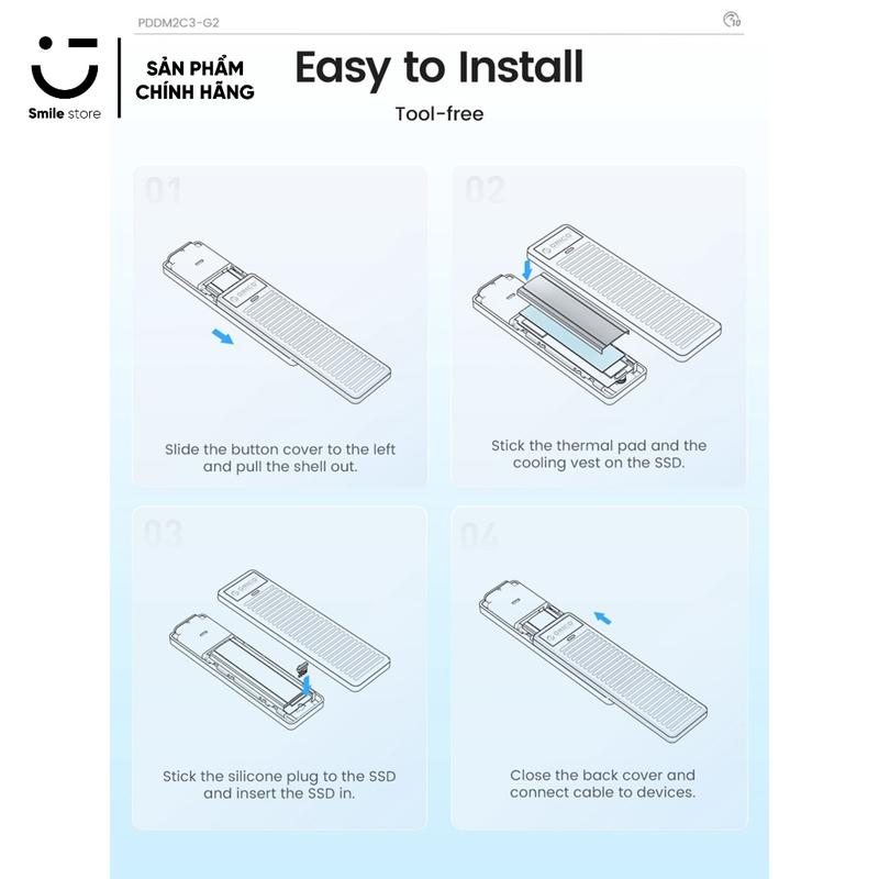 Box Ổ Cứng SSD M2 NVME / M2 SATA To USB Type-C 2