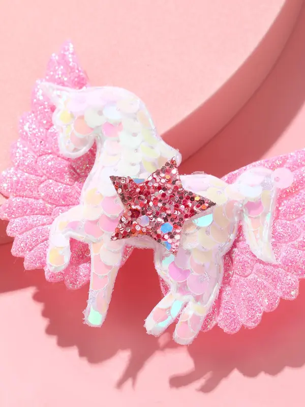 Cute Cartoon Unicorn & Wing Design Hair Clip, Cute Hair Accessories for Girls, Sweetness Barrette 3