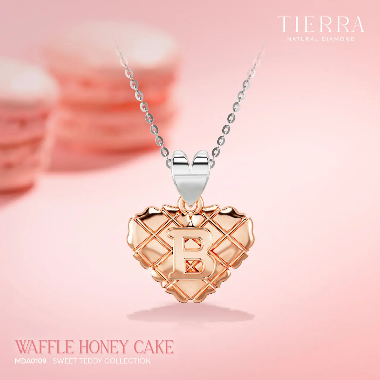 Mặt dây chuyền TIERRA Waffle Honey Cake MDA0109 vàng 10k màu hồng