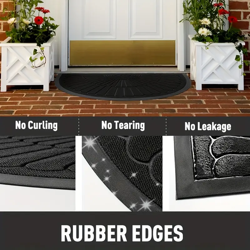 1pc Door Mat Outdoor Indoor Entrance Doormat-Semicircular Durable Rubber Non Slip Front Door Mat for Outside Inside Entry Entryway Dirt Trapper Welcome Mat for Muddy Paws and Shoes 5