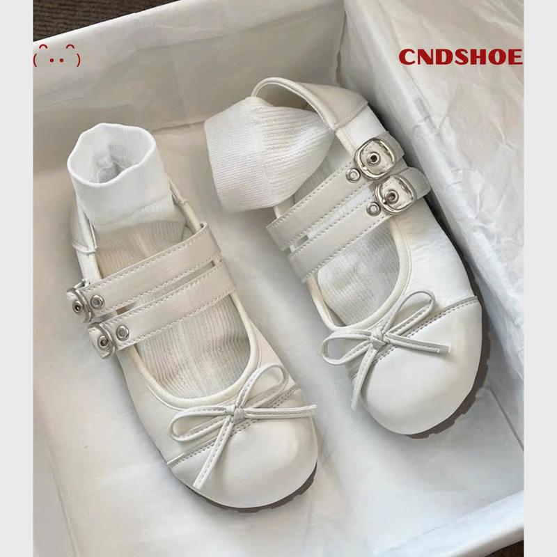 Cndshoe - Giày Búp Bê Nữ Đế Bằng Đính Nơ Đế Chất Da Mềm Êm Chân DéP - Doop Shoe Giày Lười giày búp giày lolita giày baby hài bệt giay bup bê bet mary jane giầy nữ mẫu mới 2025