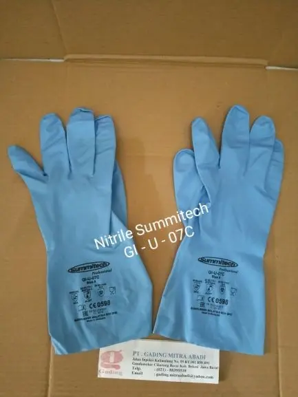 SARUNG TANGAN NITRILE RUBBER SUMMITECH TYPE GI-U-07C buah cleaning Lengan Panjang Rumah Tangga Minyak selop  tangan karet 2