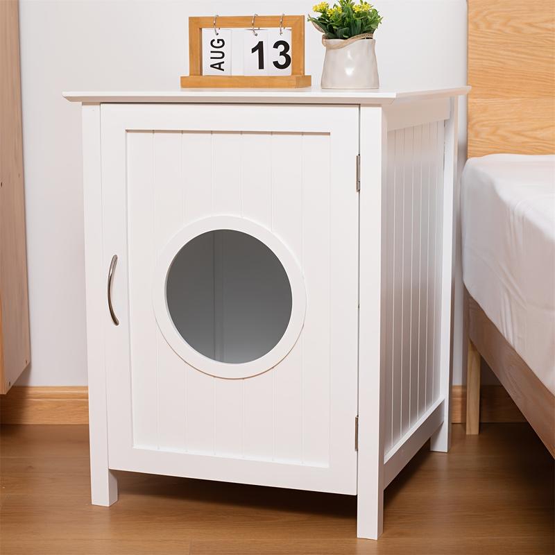 TikTok Shop 2024 Litter box shell hidden litter box furniture cabinet indoor cat room side table large pet box bedside table litter box toilet indoor kennel white