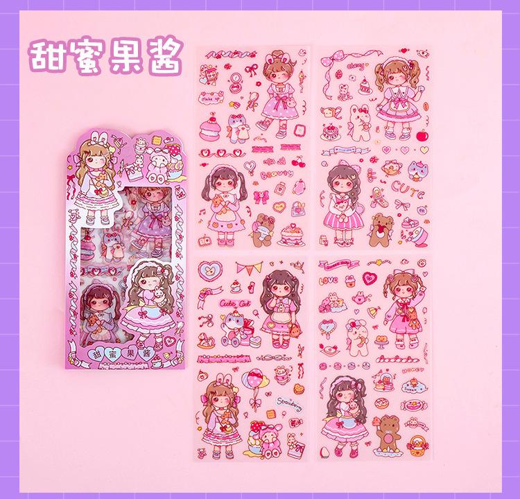 Product Introduction of [SG]  Cartoon Honey Sauce Girl Stickers Cute Girly Heart Character DIY Decoration Stickers Journal Material Small Stickers 10