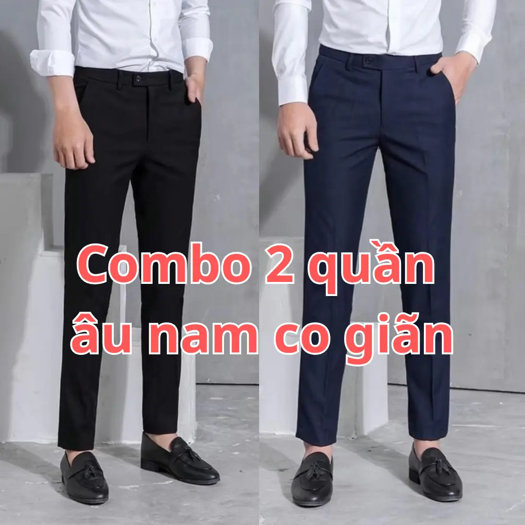 COMBO 2 quần Âu Nam chất vải co giãn 4 chiều [Tăm Lì] ,Quần tây nam vải dày không nhăn,không bay màu ống dáng Hàn Quốc Trơn Ôm gọn Ong Menswear Pants